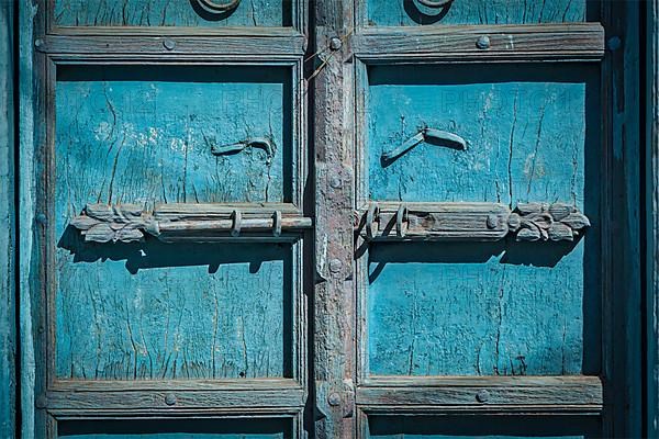 Latch with padlock on door in India