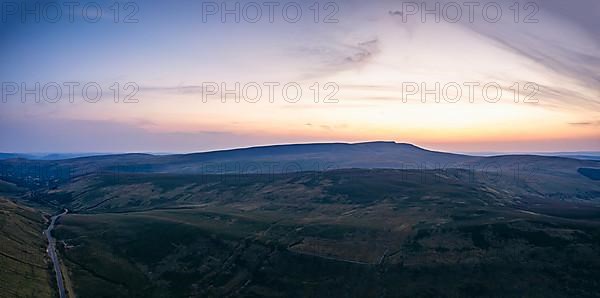 Sunset over Cray Reservoir from a drone