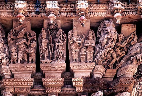 17 th century 350 years old wooden carvings in Meenakashi Sundareswarer temple's chariot at Madurai