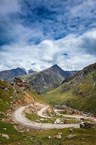 Road in Himalayas. Rohtang La pass