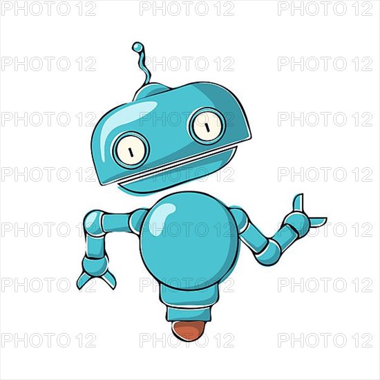 Cute little bot freehand drawing vector over white