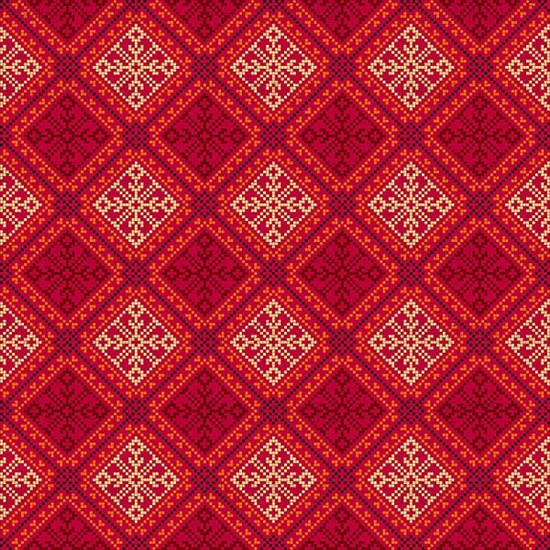 Decorative repeating pattern inspired by traditional Russian embroidery