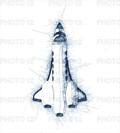 Shuttle hand drawn sketch over white background