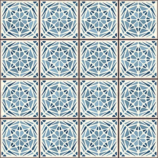 Vintage ceramic tiles vector pattern
