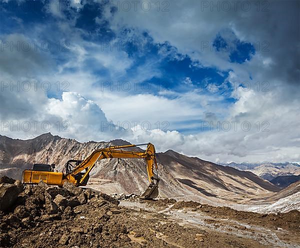 Road construction in mountains Himalayas. Ladakh