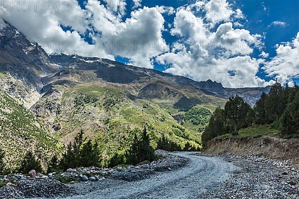 Road in Himalayas. Lahaul valley