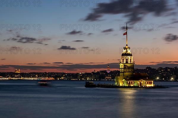 Maiden's Tower at sunset in Istanbul