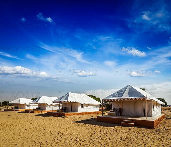 Tourist tent camp in desert. Jaisalmer