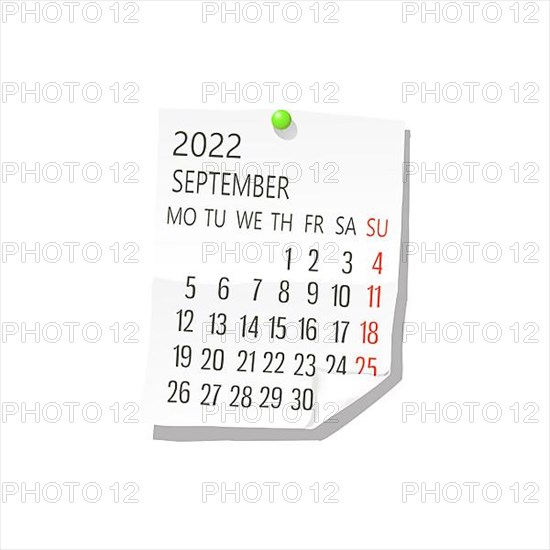 2022 Calendar on white paper