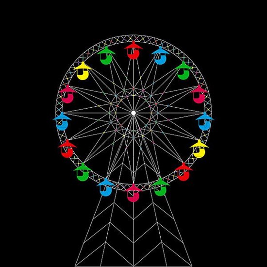 Vector ferris wheel over black background