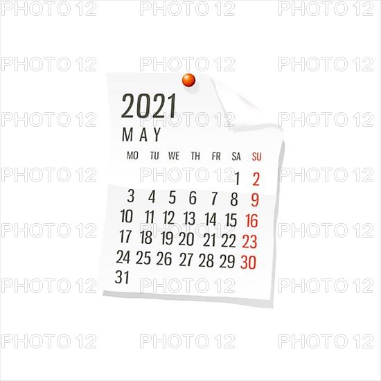 2021 Calendar on white paper