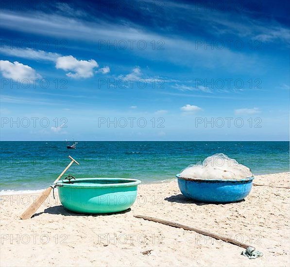 Fishing boats on beach. Mui Ne