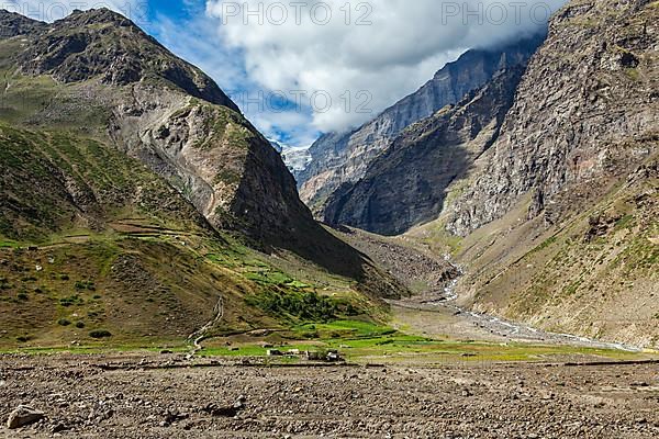 HImalayas mountains and Himalayan landscape in Lahaul valley