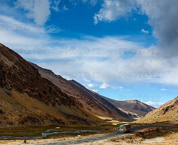 Indian lorry on Manali-Leh Road. Ladakh