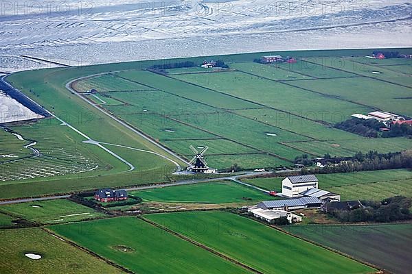 North Sea spa Pellworm with windmill