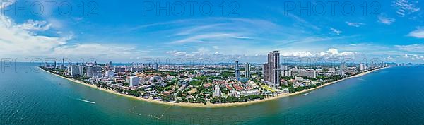 Panorama aerial view of the beach in Jomtien