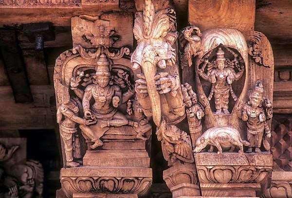 17 th century 350 years old wooden carvings in Meenakashi Sundareswarer temple's chariot at Madurai