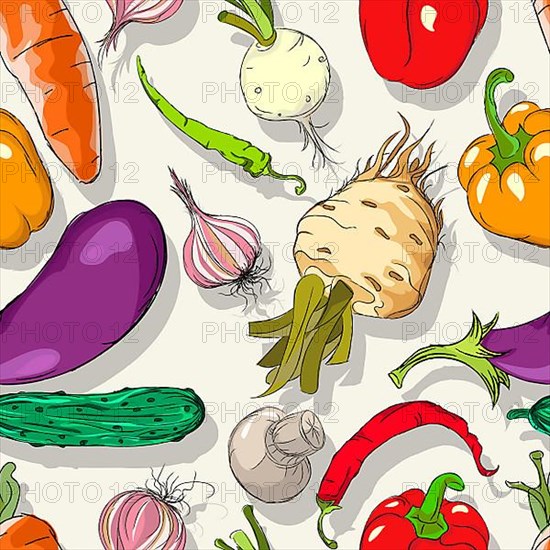 Vector seamless pattern background with vegetables