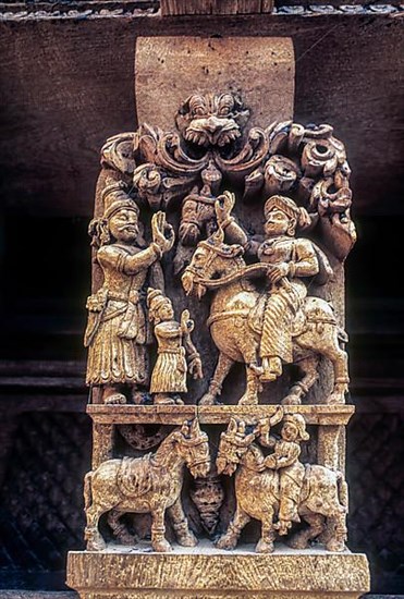 17 th century 350 years old wooden carvings in Meenakashi Sundareswarer temple's chariot at Madurai