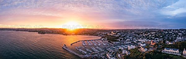 Sunset over Torquay Marina from a drone