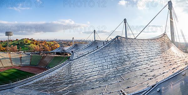 People on the Tent Roof of the Olympic Stadium