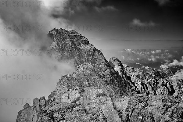 Watzmann middle peak with clouds seen from Hocheck