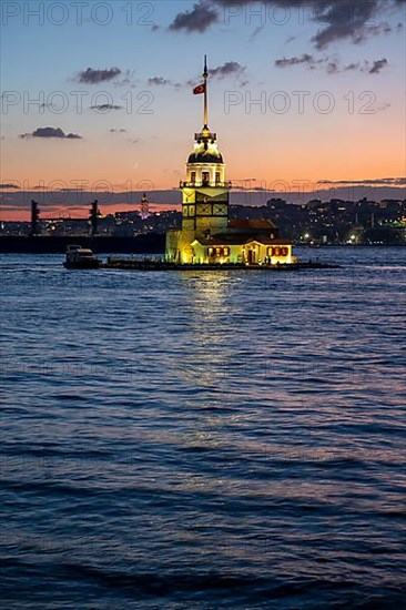 Maiden's Tower at sunset in Istanbul