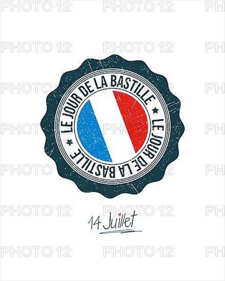 Bastille Day vector rubber stamp with France flag