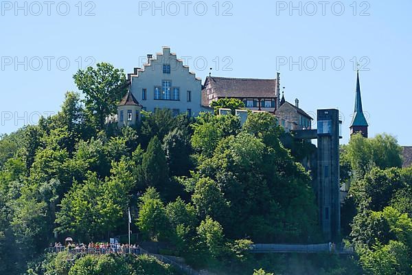 Schloss Laufen with passenger lift and viewing platform at the Rhine Falls