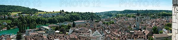 View of the town from the Munot fortress with All Saints' Minster and St. John's Parish Church