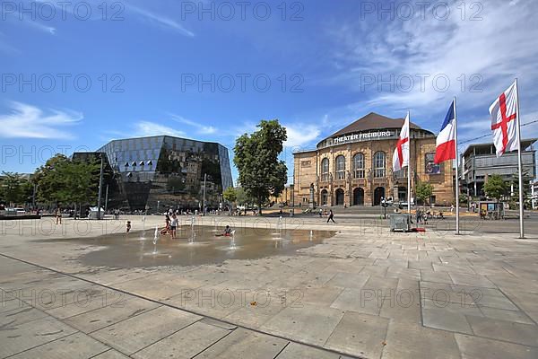 Square of the Old Synagogue with University Library and Theatre in Freiburg