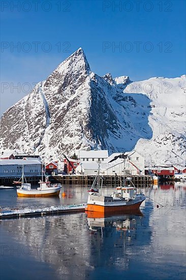 Fishing boats in Hamnoy harbour