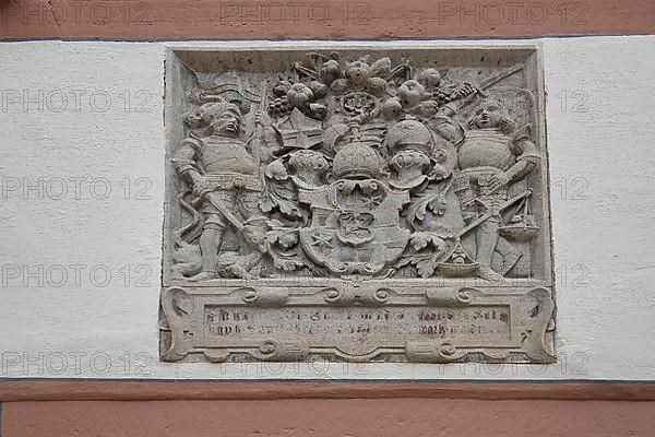 Coat of arms on the historic Abbot Gaisser House built in 1234 in Villingen