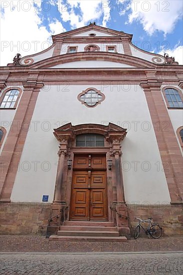 Portal of the Baroque Benedictine Church with Tail Gable in Villingen