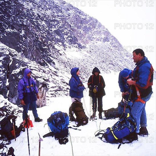 Gross Venediger: Challenging mountain tour by a large group of amateurs on 19. 8. 1995 in the area of the Grosser Venediger. Austria