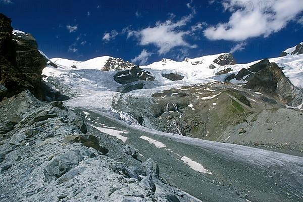 Valley with moraine cut out by a receding glacier