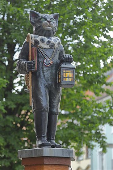 Sculpture for the Alemannic Fasnet Carnival with cat and lantern in Villingen