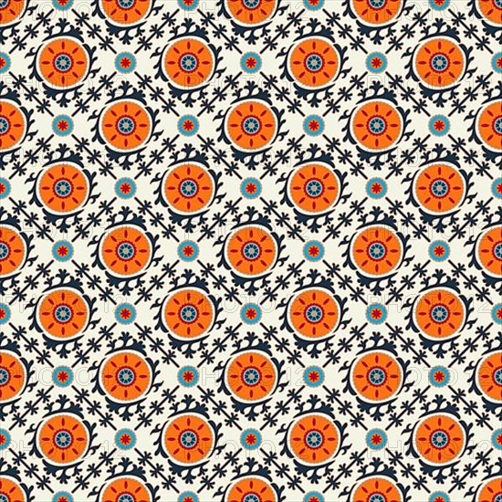 Uzbek Suzani traditional vector seamless pattern