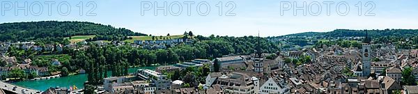 View of the town from the Munot fortress with All Saints' Minster and St. John's Parish Church