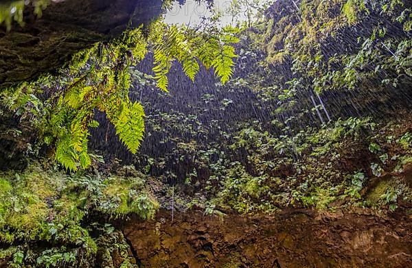 Inside the volcanic vent Algar do carvao Azores Terceira Portugal