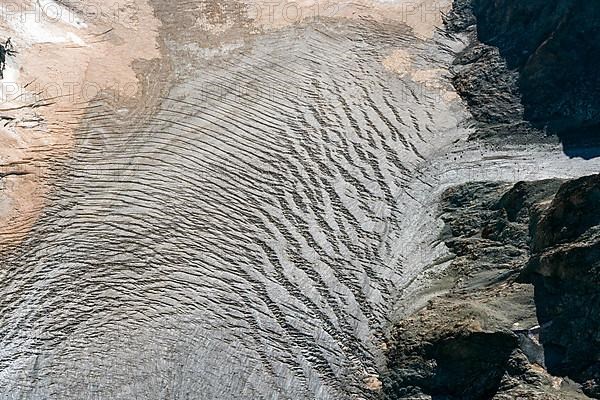 Aerial view of the glacier tongue of Glacier Blanc