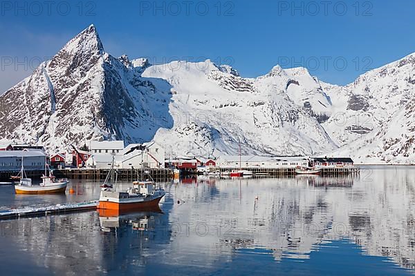 Fishing boats in Hamnoy harbour