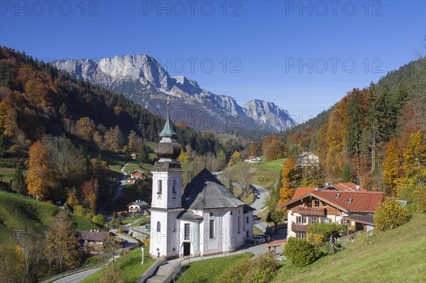 Pilgrimage church Maria Gern in autumn at Berchtesgaden