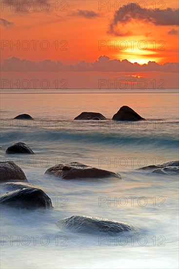 Sunset at Anse Lazio