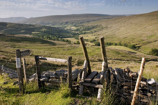 View of upland farmland and fells