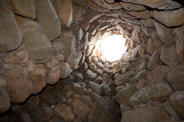 Interior view of the tower of the nuraghe La Prisgiona