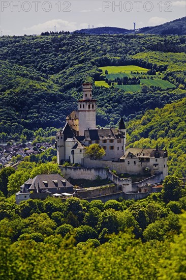 View of the Rhine Valley with Marksburg Castle