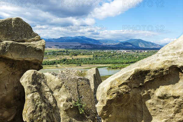 View over the Mtkvari River from the ramparts of the cave town of Uplistsikhe