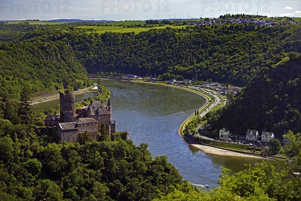 View of the Rhine Valley with Katz Castle