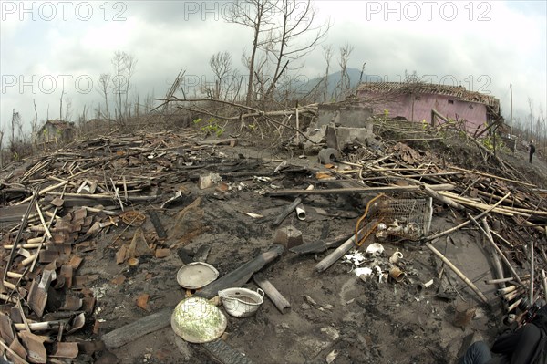 Ash-covered debris